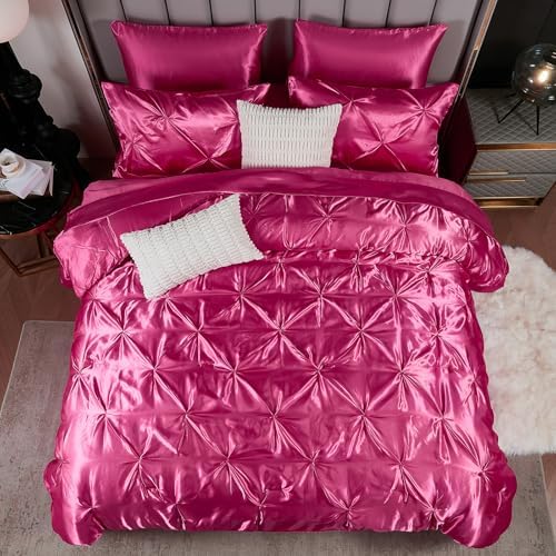 Bedbay Hot Pink Satin Comforter Set 10 Pcs Bed in a Bag