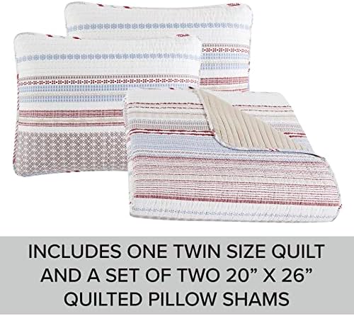 Lucky Brand 3-Piece Twin Quilt Set with Modern Stripes