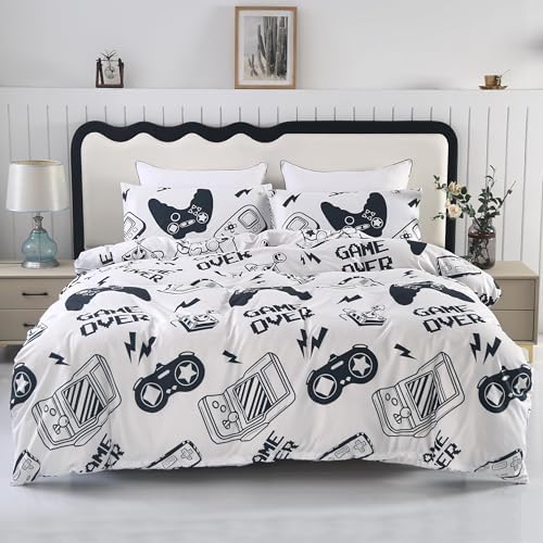SDIII White Gamer Duvet Cover Set Twin with Pillowcases