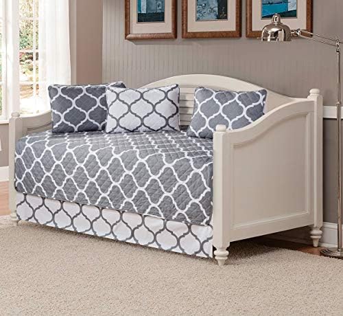 Fancy Collection 5pc Day Bed Cover Set Modern Geometric Grey White