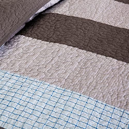 Chezmoi Sora 3-Piece Plaid Quilt Set - Queen Size