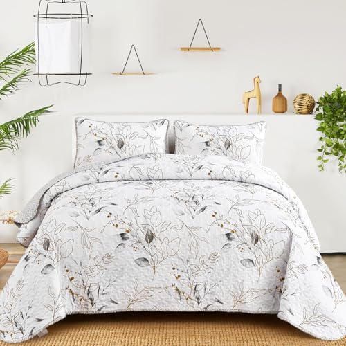 Anibedding Grey Quilt Set 3 Piece Reversible
