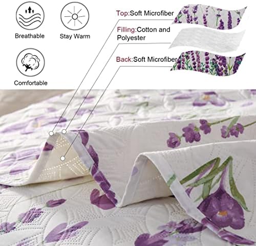 ARL HOME Queen Size Floral Quilt Set Reversible