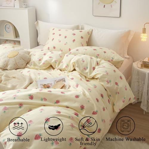 Bildenly Kids Duvet Cover Set Twin Kawaii Strawberry