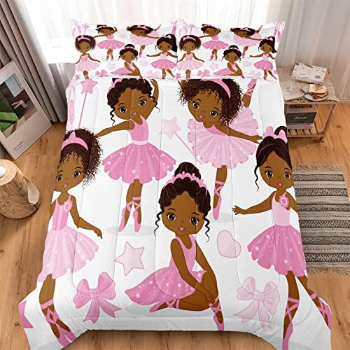 SIRDO Queen Comforter Set for Girls with Ballet Dancer Design