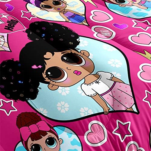 Black Girl Comforter Set with Pink Pillowcase