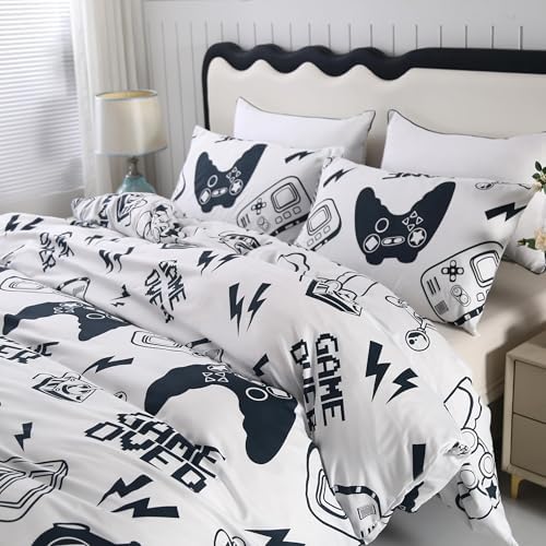 SDIII White Gamer Duvet Cover Set Twin with Pillowcases