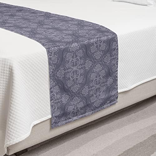 Lunarable Vintage Bed Runner Set Grey Purple