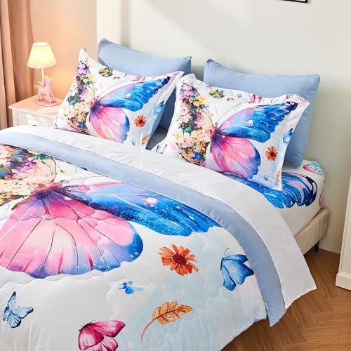 7 Piece Butterfly Comforter Set Twin Size