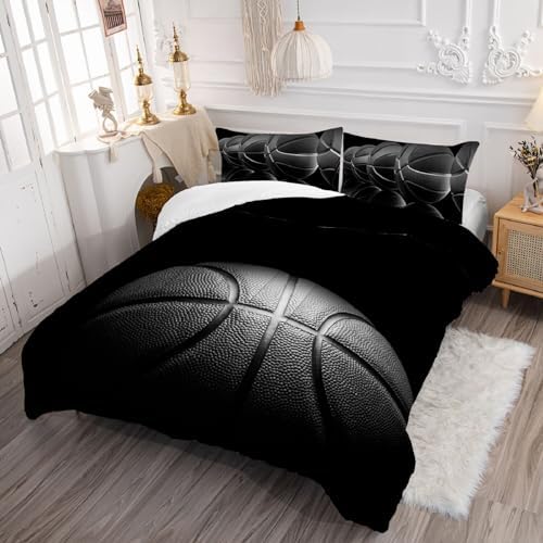 Kxry Black Basketball Comforter Set Twin Size