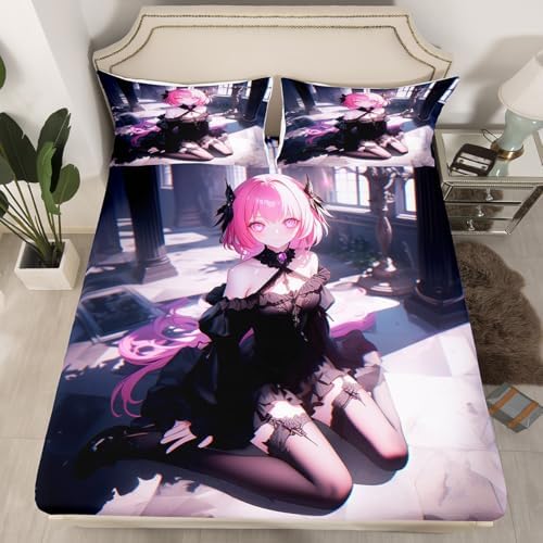 Manfei Kawaii Princess Twin Fitted Sheet Set