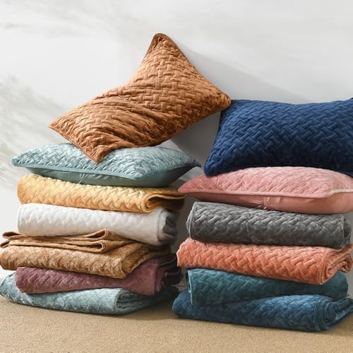 Liians Velvet Bedspread Comforter Set Queen Size Sage Green