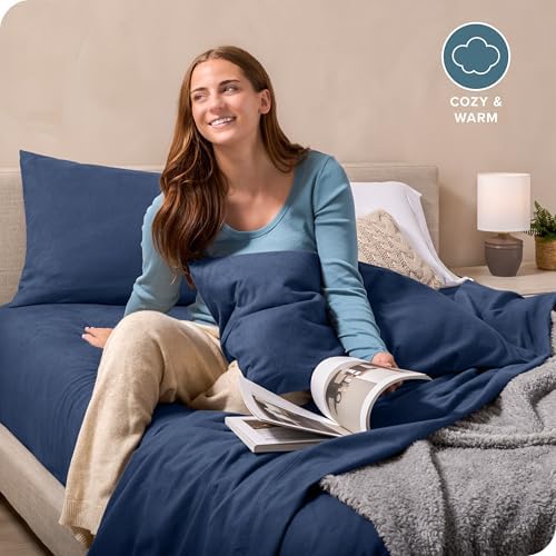 Bare Home Super Soft Fleece Sheet Set Twin XL Dark Blue