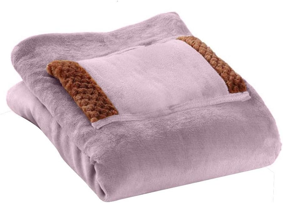 MSUIINT USB Flannel Heated Blanket with Hand Pocket - Purple