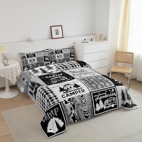 Erosebridal Queen Plaid Comforter Set with Pillow Cases