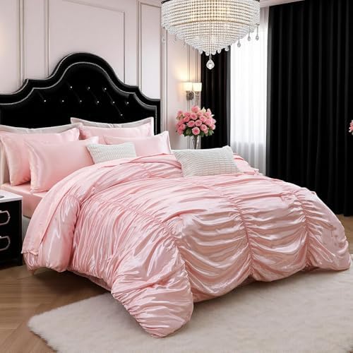 Bedorm 9 Pc Full Size Satin Comforter Set