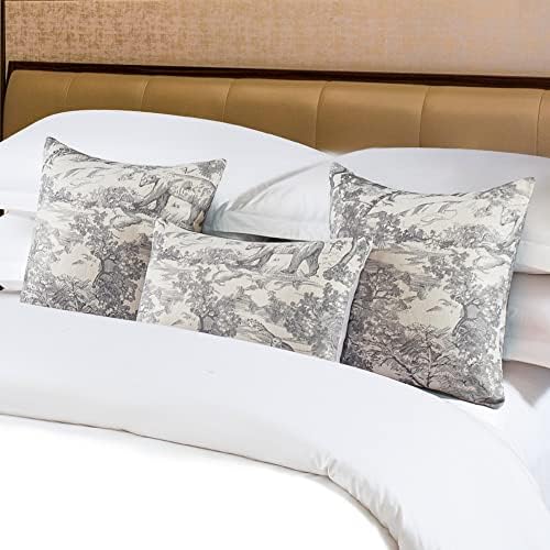 OSVINO Floral Bed Scarf 100 Microfiber Gray 2 Pillowcases