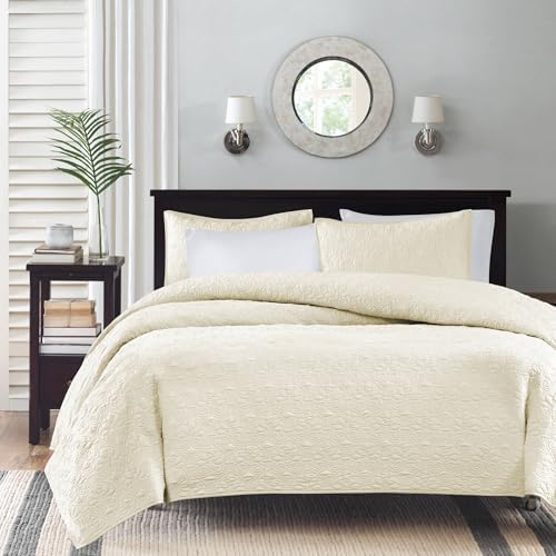 Madison Park Quebec Quilt Set - 2 Piece Cream Damask