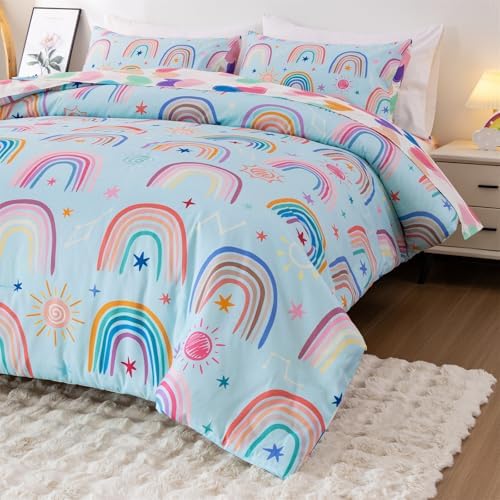 Holawakaka Boho Rainbow Comforter Set with Sheets