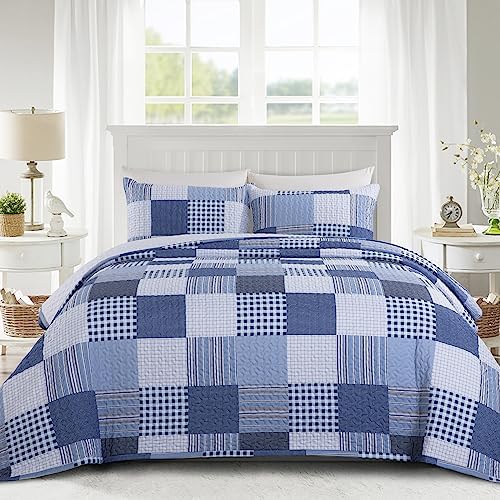 HOMBYS Oversized Plaid Quilt Set with Pillow Shams