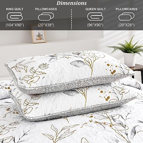 Anibedding Grey Quilt Set 3 Piece Reversible