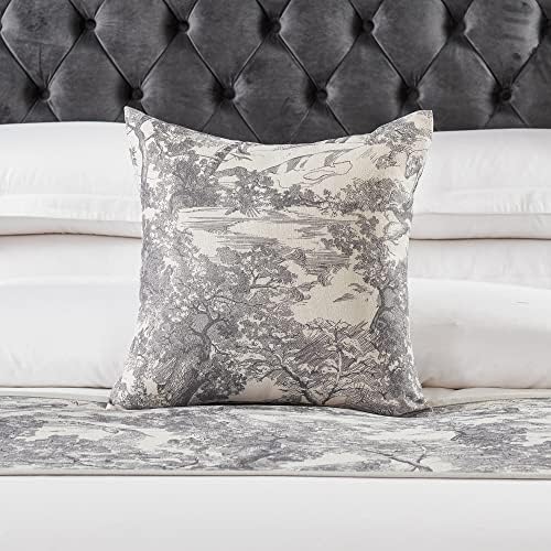 OSVINO Floral Bed Scarf 100 Microfiber Gray 2 Pillowcases