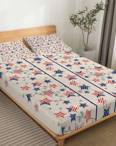 Boanket Cal King Sheet Set 4th of July 4 Piece Microfiber Bedding