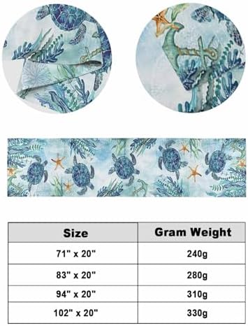 DecorLovee Coastal Sea Turtle Bed Runner Queen Size