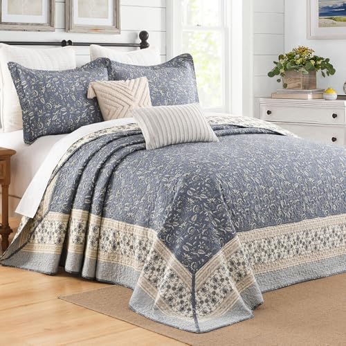 DDUOXIN Oversized King Bedspread Set - 128x120 Grayish BlueBeige