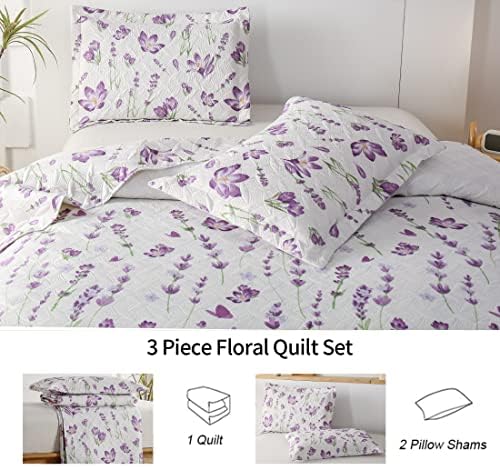 ARL HOME Queen Size Floral Quilt Set Reversible