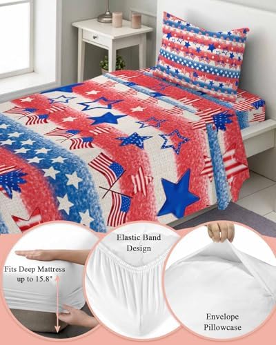 Boanket 4th of July Twin Sheet Set 3 Piece