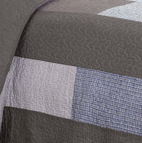 Chezmoi Sora 3-Piece Plaid Quilt Set - Queen Size