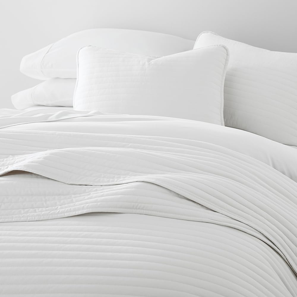 Linen Market Microfiber Quilt Coverlet Set Stripes Stitch