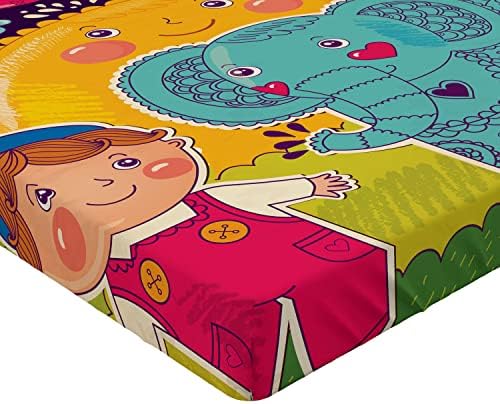Ambesonne Cartoon Animal Sheet California King Multicolor