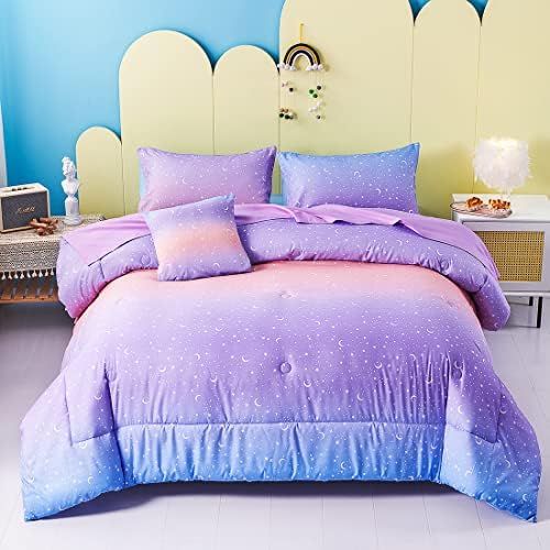 URBONUR Girls Comforter Set Queen 6PCS Gradient