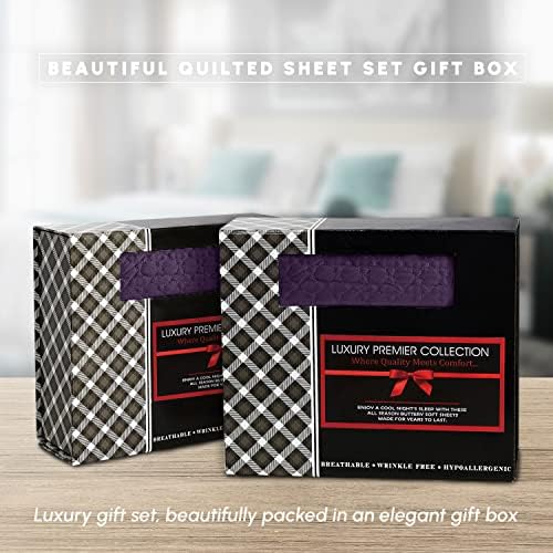 Elegant Comfort 4-Piece Quilted Bed Sheet Set - Purple