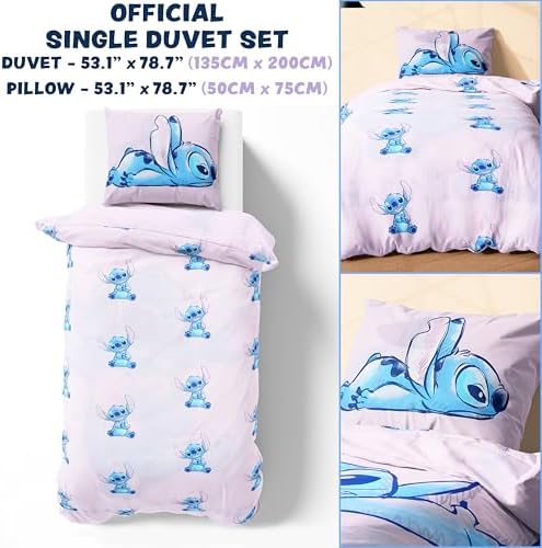 Disney Stitch Duvet Cover and Pillowcase Set - Pink