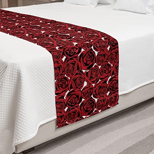 Ambesonne Floral Bed Runner - King Size Charcoal Grey