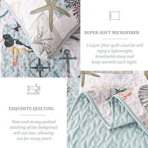 Djoymock Ocean Quilt Set Queen 3 Piece Summer Bedding