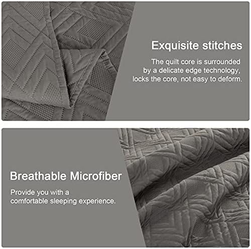 Hygge Hush Summer Quilt Set Dark Grey L Pattern 3 Piece