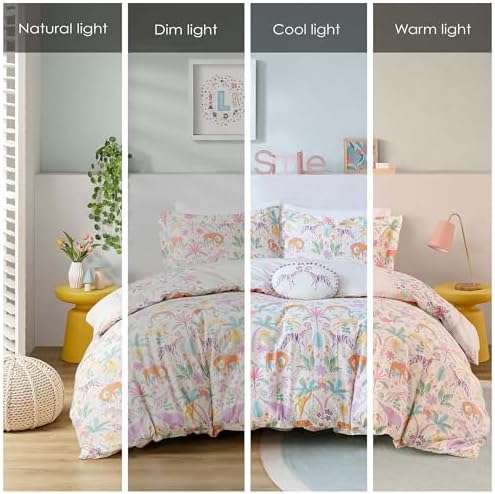 Queen Duvet Cover Set - Jungle Animals Floral Reversible Design