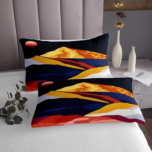 Erosebridal Mid Century Modern Moon Print Coverlet Set
