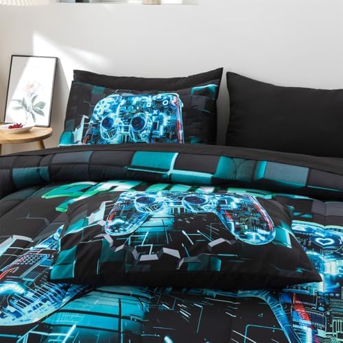 Aimuan Gamer Gaming Bedding Set 3D Gamepad Comforter Twin 6PCS