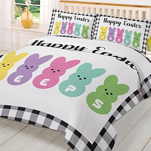 Sabolny Peeps Bunny Queen Duvet Cover Set