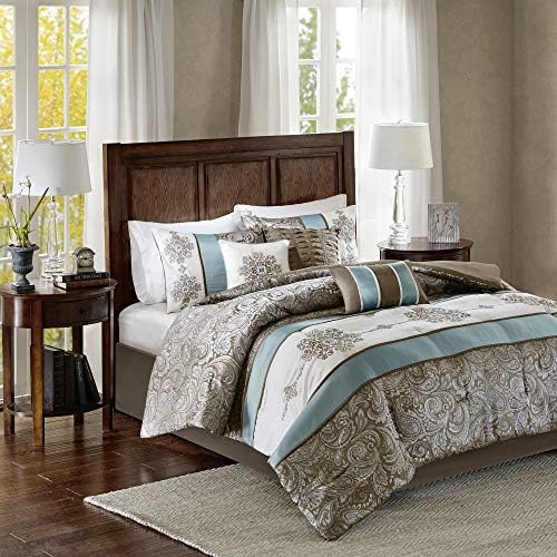 Madison Park Comforter Set Blue 7 Piece Cal King 1