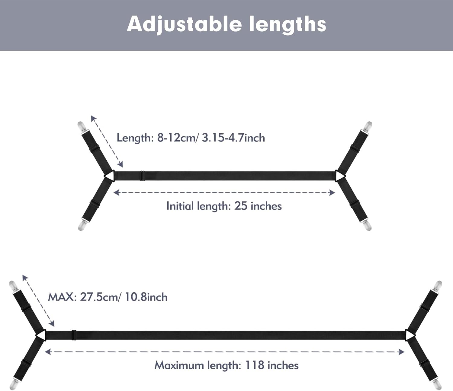 4 Pcs Adjustable Bed Sheet Straps for All Sizes