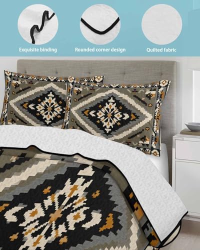 Chucoco Twin XL Quilt Bedding Set with 3 Piece Abstract Pattern