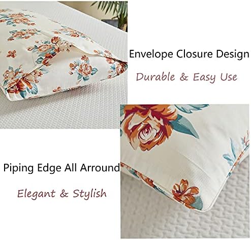 FADFAY Rose Beige Floral Shabby Bed Sheet Set 4Pcs