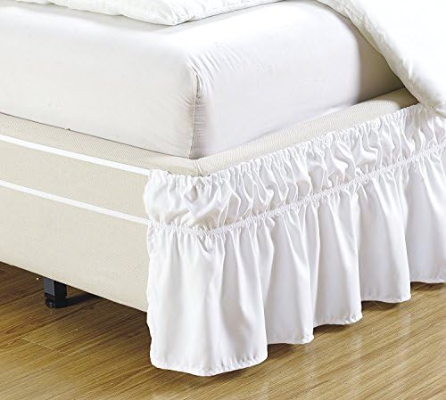 Linen Plus Elastic Bed Skirt 14 Drop White Queen-King