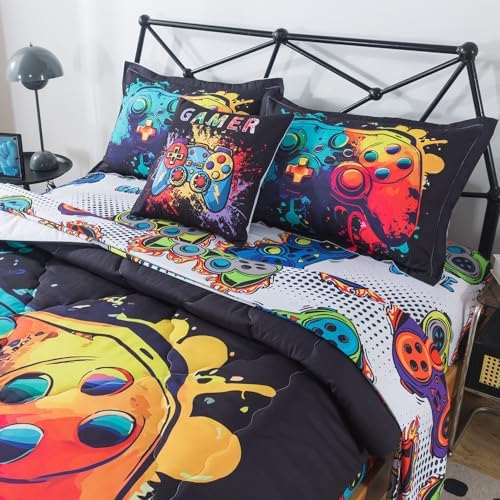 ADASMILE A S Gaming Comforter Set for Kids 6 Piece